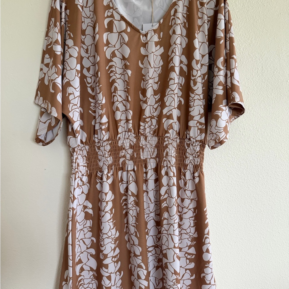 Elegant Brown and White Floral Dress